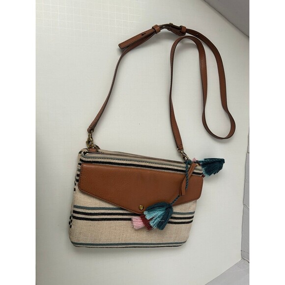 Fossil Crossbody Bag Purse Striped - Picture 1 of 12